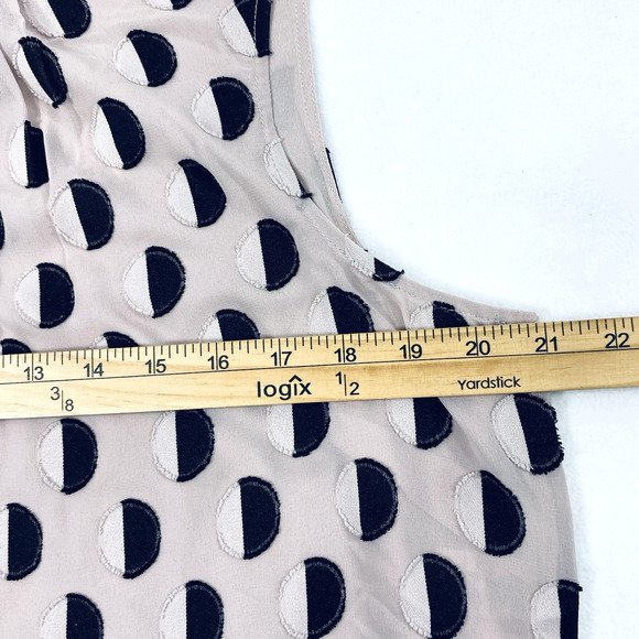 Nine‎ West Top Womens Large Pale Pink Black Polka Dot Sleeveless Dress Blouse - Picture 7 of 10